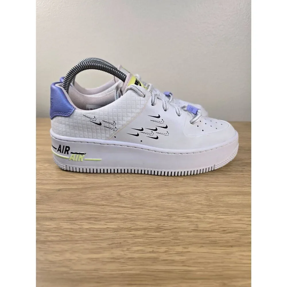 Nike Air Force 1 Sage Low LX Multi Swoosh White Purple Women’s Shoes Size 8